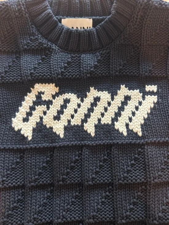 Ganni Navy Cable-Knit Sleeveless Sweater - Picture 5 of 6